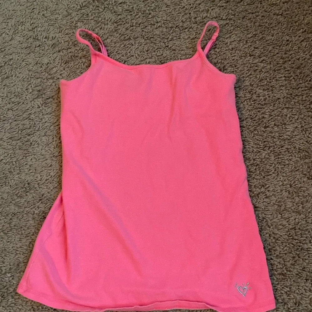 Justice size 12 bright neon pink spaghetti strap tank top